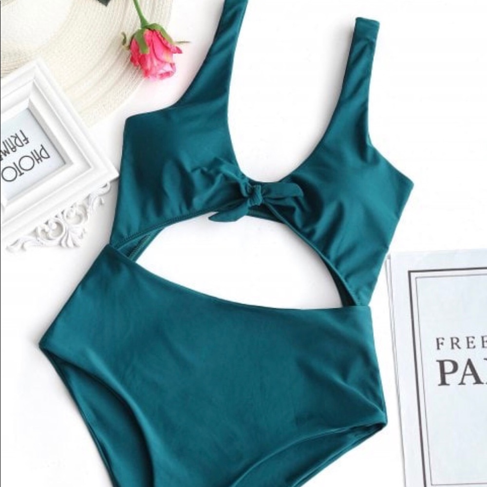 malachite green one piece swim suit
